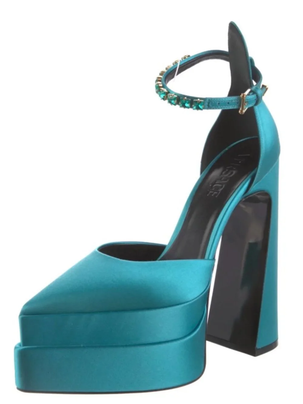 Versace Medusa Aevitas Satin Silk Platform Pumps Heels Size 8.5 US/39EU